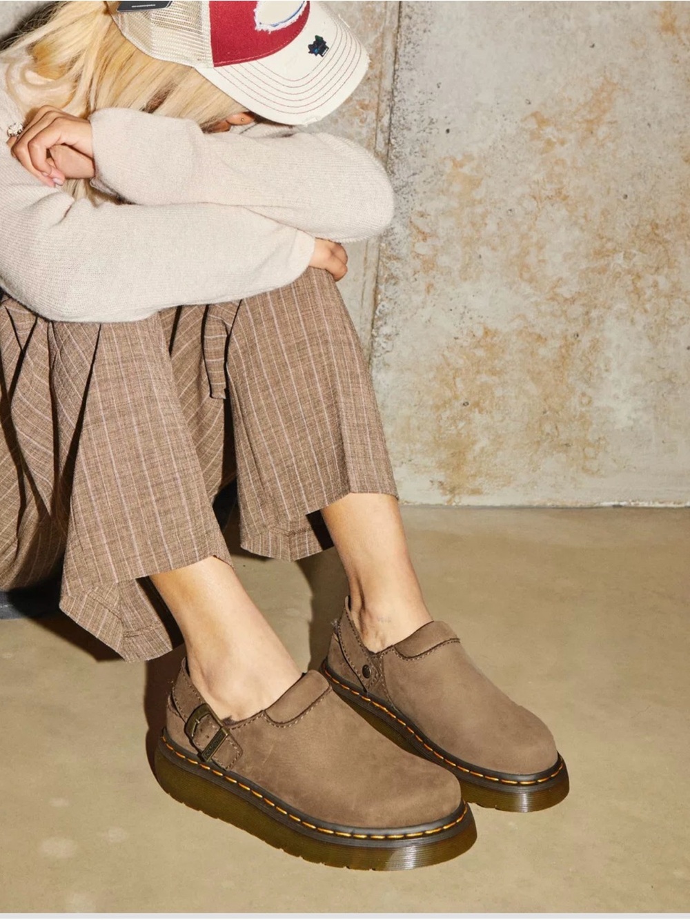 Dr. Martens Brown Nubuck Fur-Lined Buckle Clog